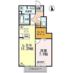 エグゼコート上地 1LDKの間取図画像