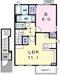 エテルノ相見 1LDKの間取図画像