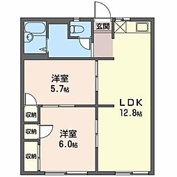 サニータウン七舗A 2LDKの間取図画像
