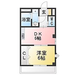 グランデージサウスシティ 1DKの間取図画像