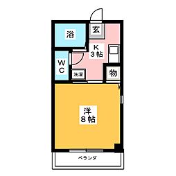 シャトル池端 1Kの間取図画像