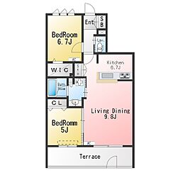 bambou deux 2LDKの間取図画像