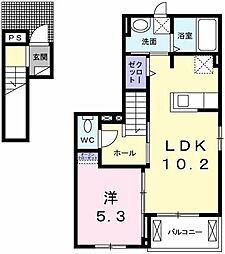クリスタル北郷 1LDKの間取図画像