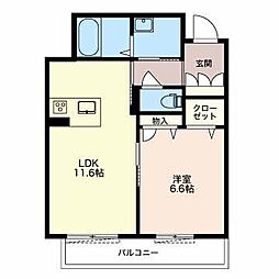 マストタウン戸崎West 1LDKの間取図画像