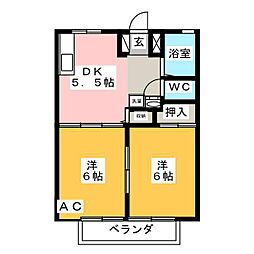 ハイツアミーゴA 2DKの間取図画像
