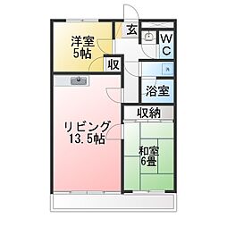 マンションフレンドリー 2LDKの間取図画像