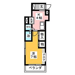 フィオーレ明大寺 1Kの間取図画像