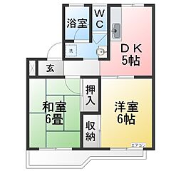 ハーモニー 2DKの間取図画像