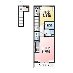 新築セジュール六名本町 1LDKの間取図画像