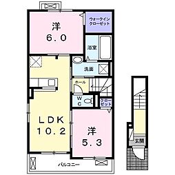 ヴィラ・エスペランサ2 2LDKの間取図画像