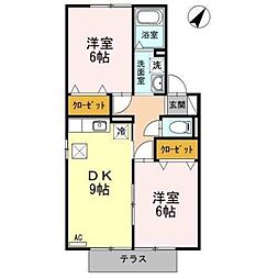 プルート 2DKの間取図画像