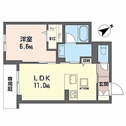 レフィアント岡崎 1LDKの間取図画像