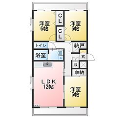 エスポワール若松2 3LDKの間取図画像