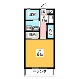 竜美東スカイヒルズ8 1Kの間取図画像
