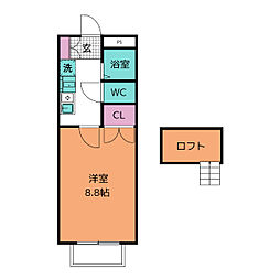 アンベリール美合 1Kの間取図画像