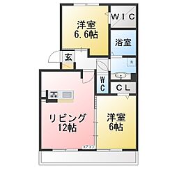 ウエスト・ヴィラ 2LDKの間取図画像
