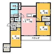 グランヒルズ豊橋  ｜ 愛知県豊橋市柱六番町（賃貸マンション3LDK・2階・75.40㎡） その2