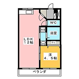 ハイツ禎紫園B 1LDKの間取図画像