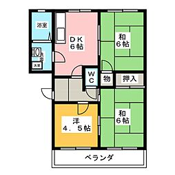 サンハイム鈴木B 3DKの間取図画像