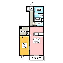 ルーチェ　B 1階1LDKの間取り