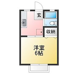 南部ハイツハーティー 1Kの間取図画像