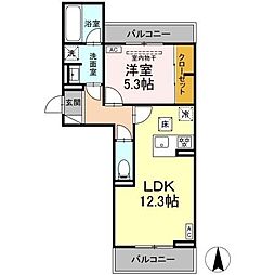 D-avance花中　I 101 1階1LDKの間取り