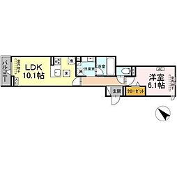 D-avance柱六番町I 1LDKの間取図画像