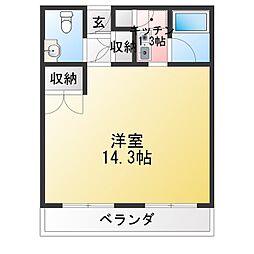 フォーチュンシティマンション ワンルームの間取図画像