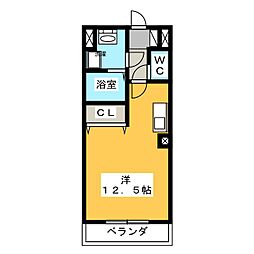 デルフィ・カーサ ワンルームの間取図画像
