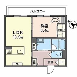 シャーメゾンミラまち 1LDKの間取図画像