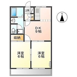 ヒルトップ内張 2LDKの間取図画像