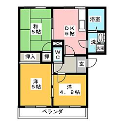 サンハイム鈴木A 3DKの間取図画像