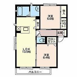 ビューテラス山田一番町 2LDKの間取図画像