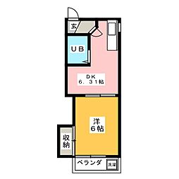 コーポセブン 1DKの間取図画像