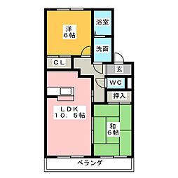 シルクヴェール・フジA 2LDKの間取図画像