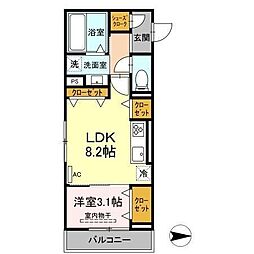 トカティ 1LDKの間取図画像