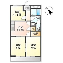 ハイコーポサードタウン 3DKの間取図画像