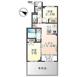 ポスコ三本木 II 2LDKの間取図画像