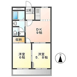 たんぽぽハウスA 2LDKの間取図画像