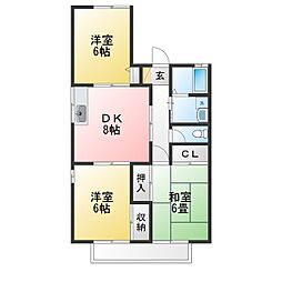 パティオ市道 3DKの間取図画像