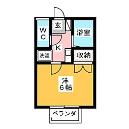 アゼリア柱A 1Kの間取図画像
