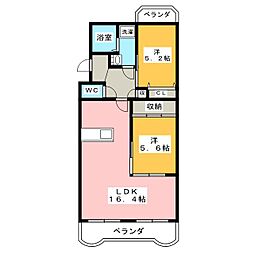 ベルセゾン2 2LDKの間取図画像