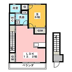 キャプリコーンエスB 1LDKの間取図画像