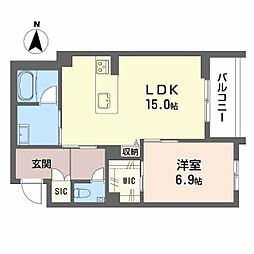 アルフラット オリーブ 1LDKの間取図画像