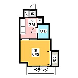ベルデ南栄 1Kの間取図画像