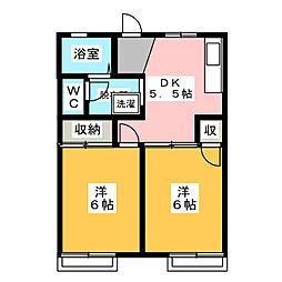 リバーサイドタカニチA 2DKの間取図画像