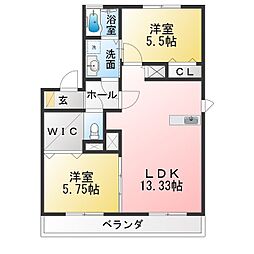 グリーンステージ柱A 2LDKの間取図画像