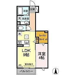 豊橋ウエスト1A 1LDKの間取図画像