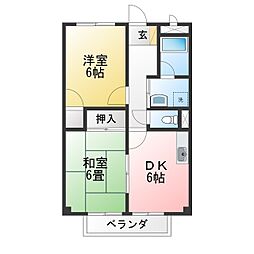 サープラス常春A 2DKの間取図画像