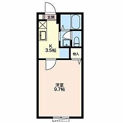 シャトレーオカダB 1Kの間取図画像